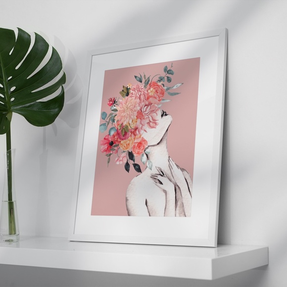 Watercolor Floral Woman Portrait Wall Art Illustration Print Poster Unframed - Picture 5 of 17